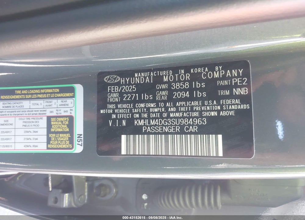 2025 HYUNDAI ELANTRA VIN: KMHLM4DG3SU984963