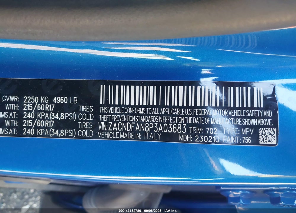 2023 DODGE HORNET VIN: ZACNDFAN8P3A03683