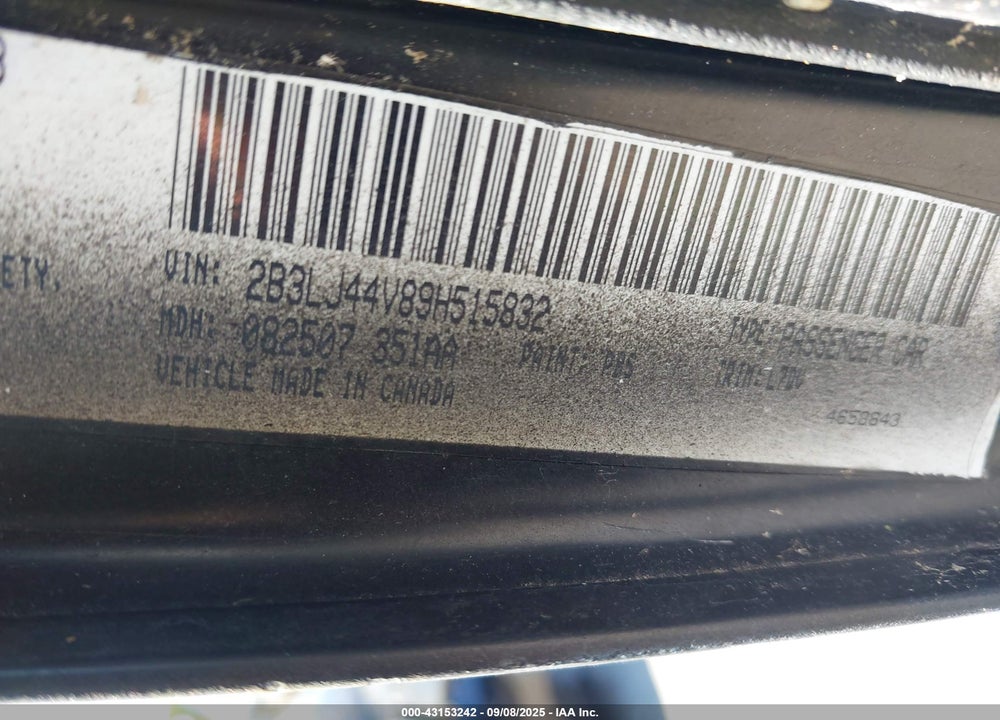 2009 DODGE CHALLENGER VIN: 2B3LJ44V89H515832