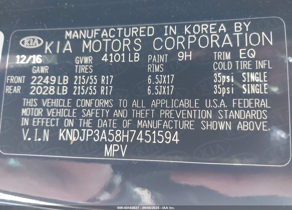 2017 KIA SOUL VIN: KNDJP3A58H7451594