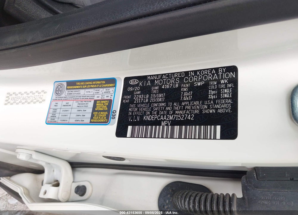 2021 KIA SELTOS VIN: KNDEPCAA2M7152742