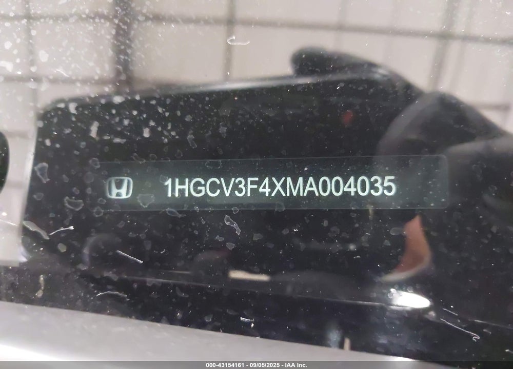 2021 HONDA ACCORD VIN: 1HGCV3F4XMA004035