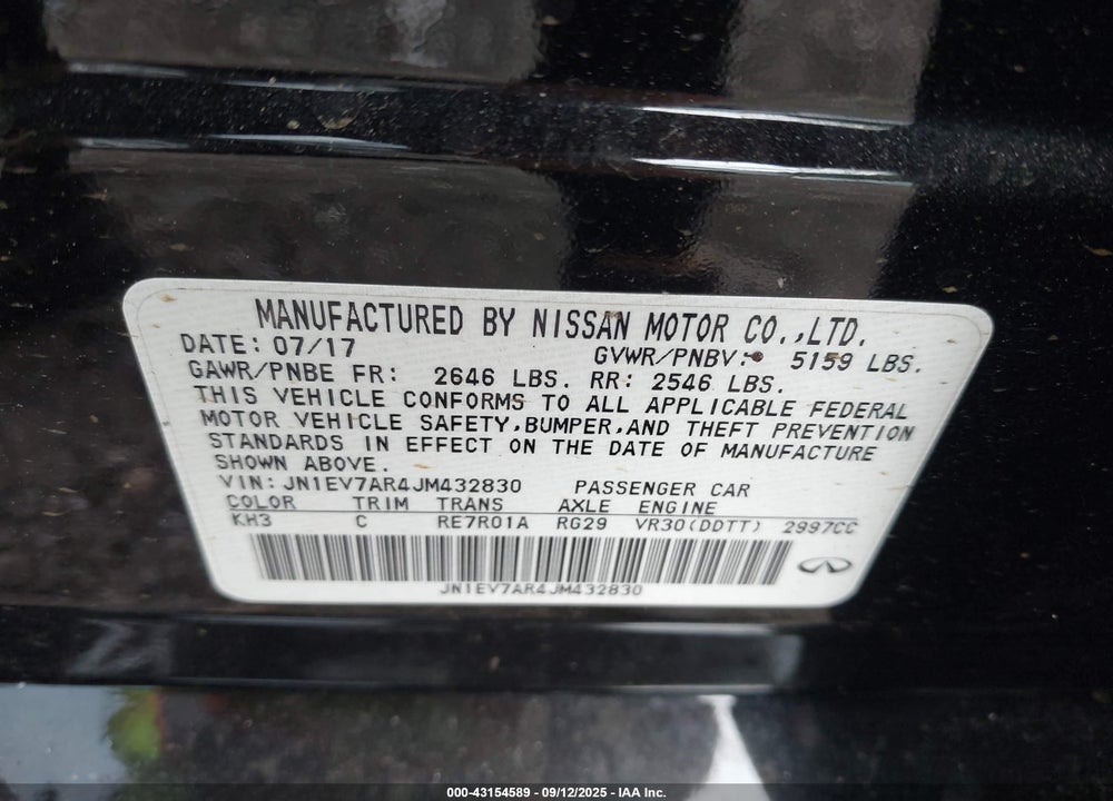 2018 INFINITI Q50 VIN: JN1EV7AR4JM432830