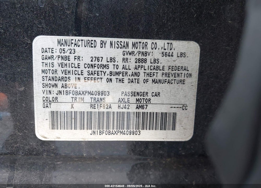 2023 NISSAN OTHER VIN: JN1BF0BAXPM409903