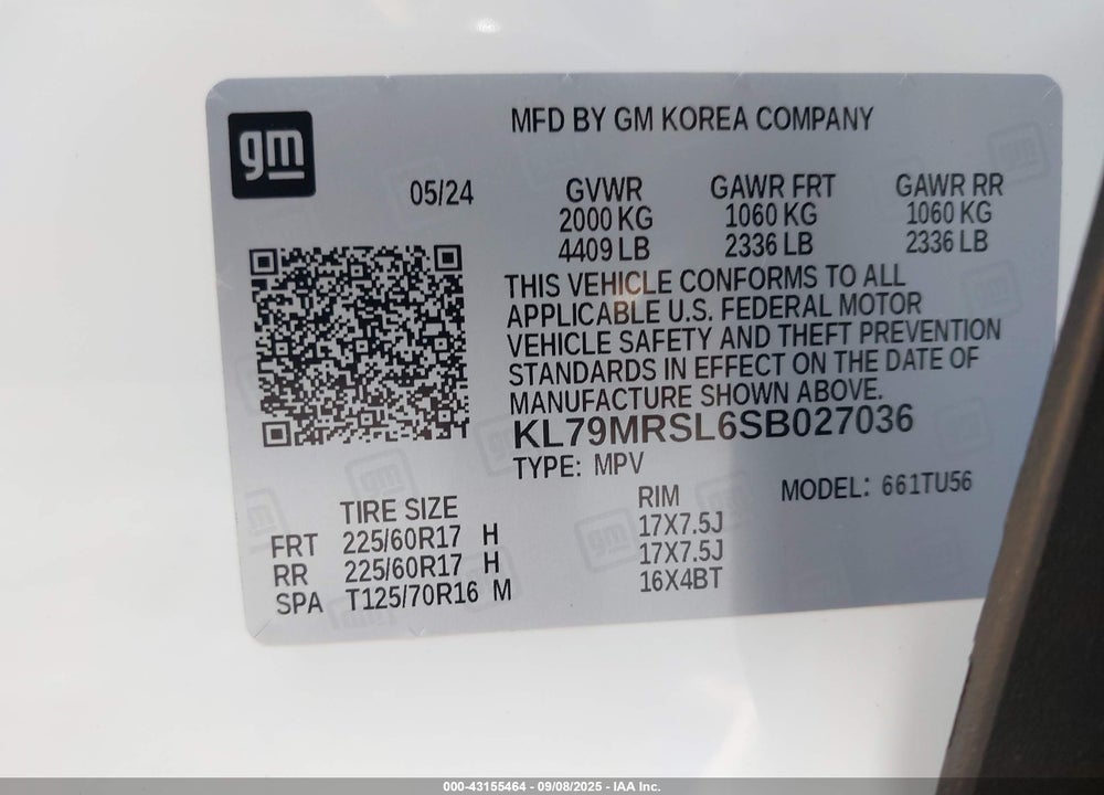 2025 CHEVROLET TRAILBLAZER AWD LT VIN: KL79MRSL6SB027036