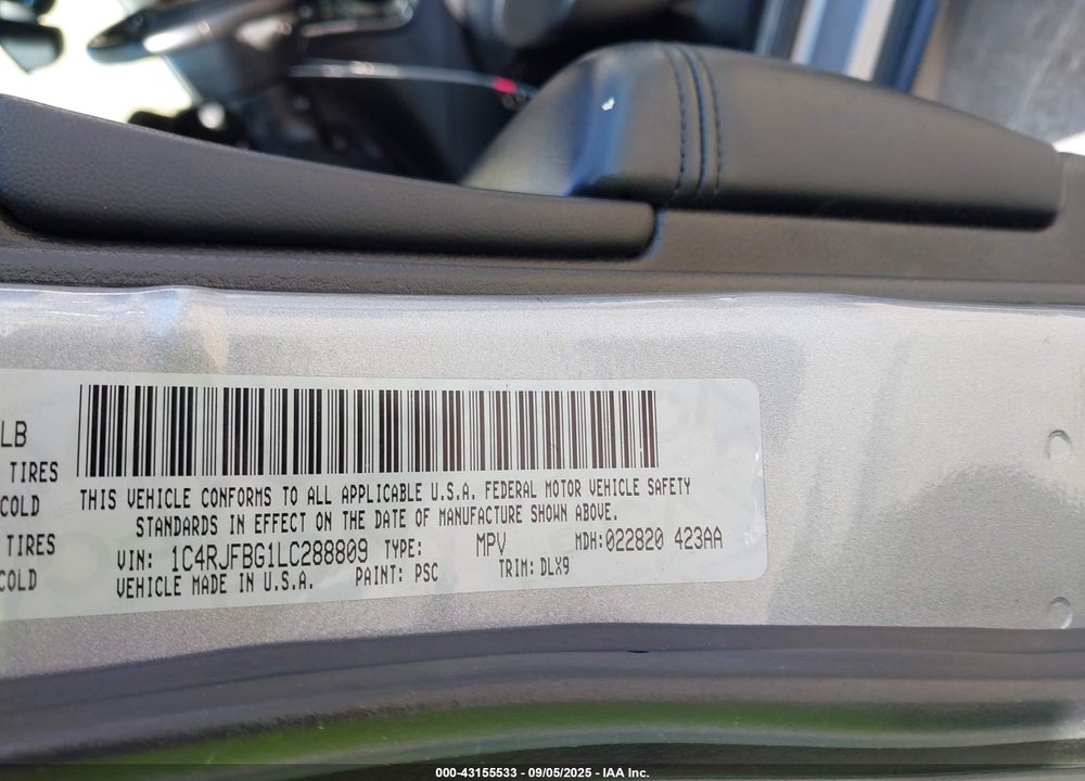 2020 JEEP GRAND CHEROKEE LIMITED 4X4 VIN: 1C4RJFBG1LC288809