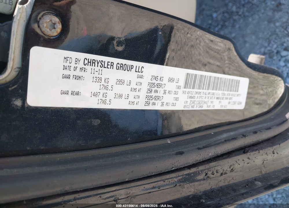2012 CHRYSLER TOWN & COUNTRY TOURING-L VIN: 2C4RC1CG6CR194427