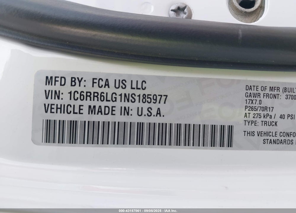 2022 RAM 1500 VIN: 1C6RR6LG1NS185977