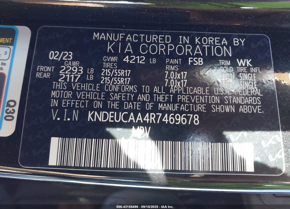 2024 KIA SELTOS VIN: KNDEUCAA4R7469678