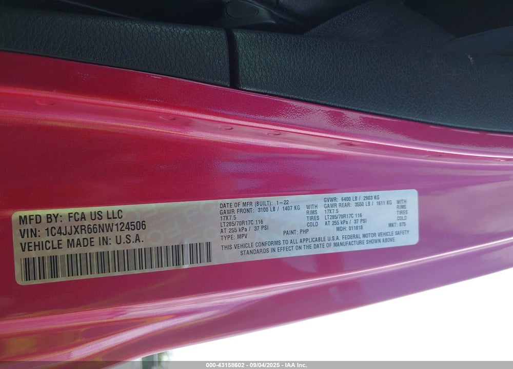 2022 JEEP WRANGLER 4XE UNLIMITED RUBICON 4X4 VIN: 1C4JJXR66NW124506