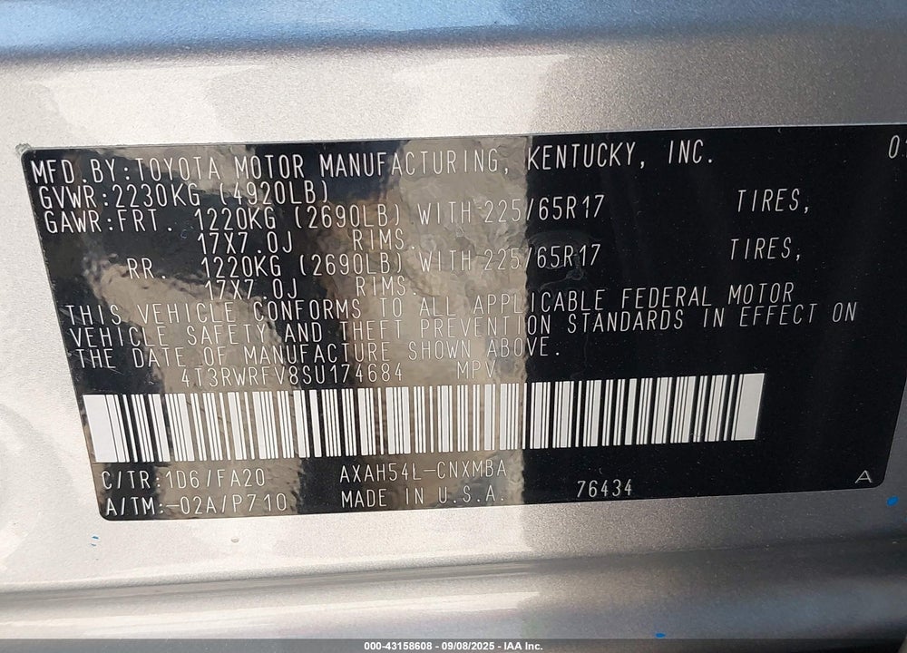 2025 TOYOTA RAV4 HYBRID VIN: 4T3RWRFV8SU174684