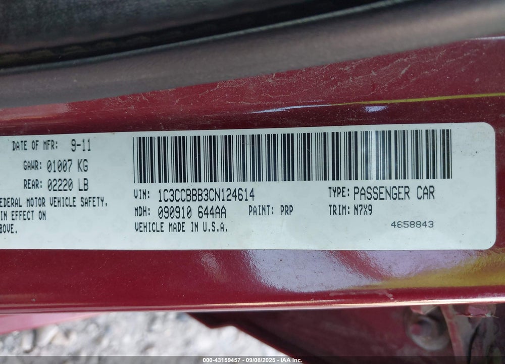 2012 CHRYSLER 200 VIN: 1C3CCBBB3CN124614