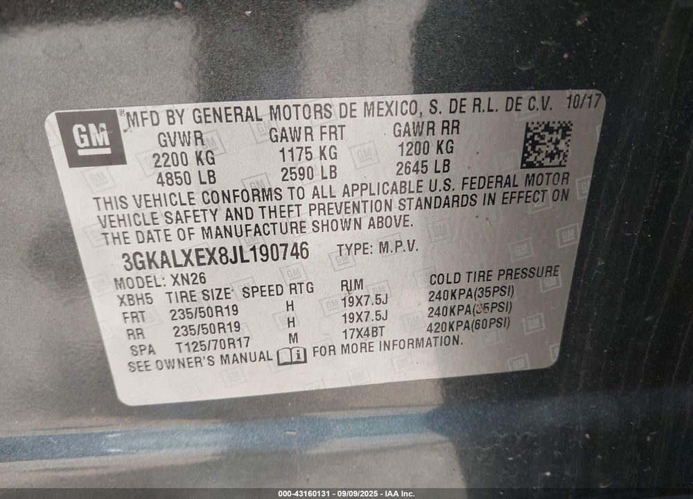 2018 GMC TERRAIN VIN: 3GKALXEX8JL190746