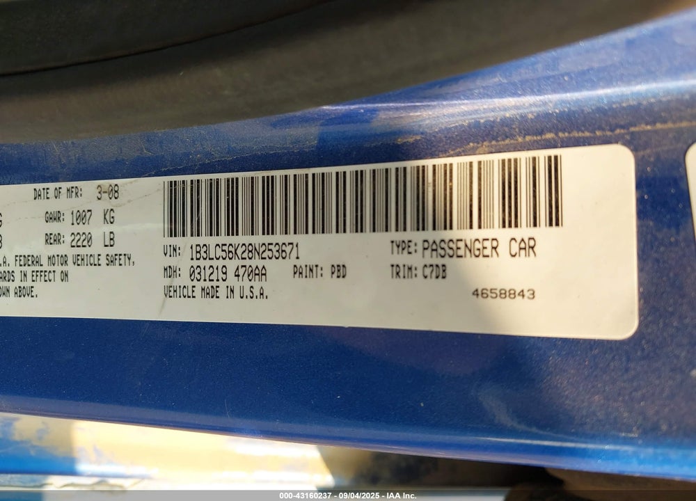 2008 DODGE AVENGER SXT VIN: 1B3LC56K28N253671