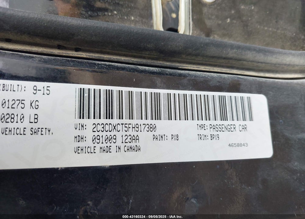 2015 DODGE CHARGER VIN: 2C3CDXCT5FH917380
