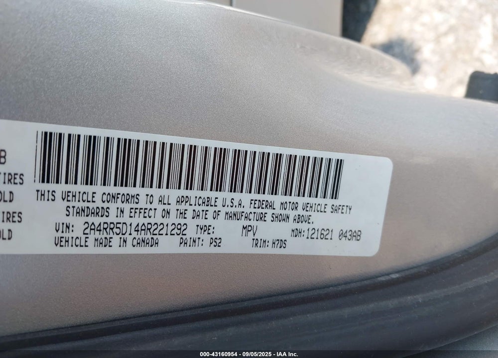 2010 CHRYSLER TOWN & COUNTRY TOURING VIN: 2A4RR5D14AR221292