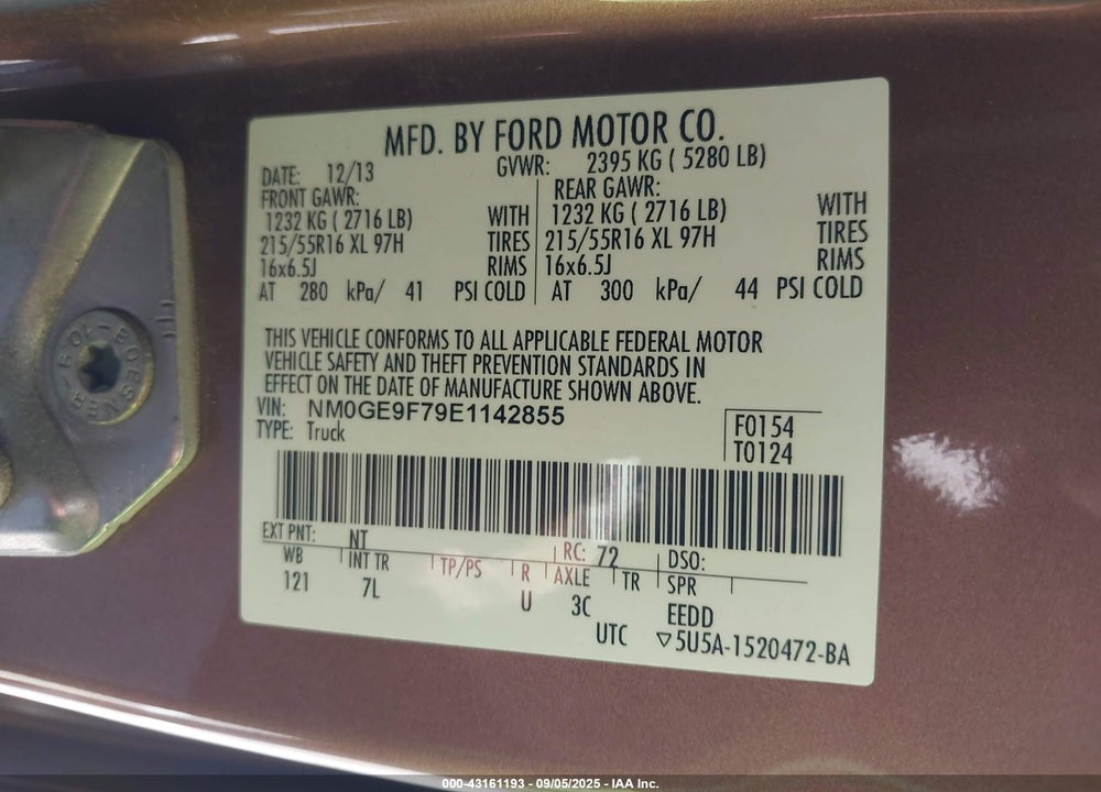 2014 FORD TRANSIT CONNECT XLT VIN: NM0GE9F79E1142855