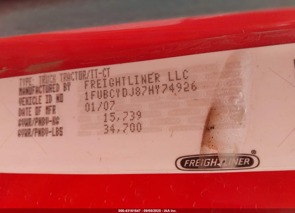 2007 FREIGHTLINER M2 106 MEDIUM DUTY VIN: 1FUBCYDJ87HY74926