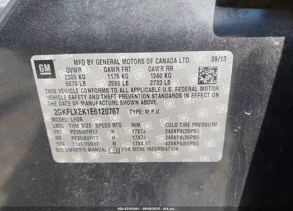 2014 GMC TERRAIN VIN: 2GKFLXEK1E6120767