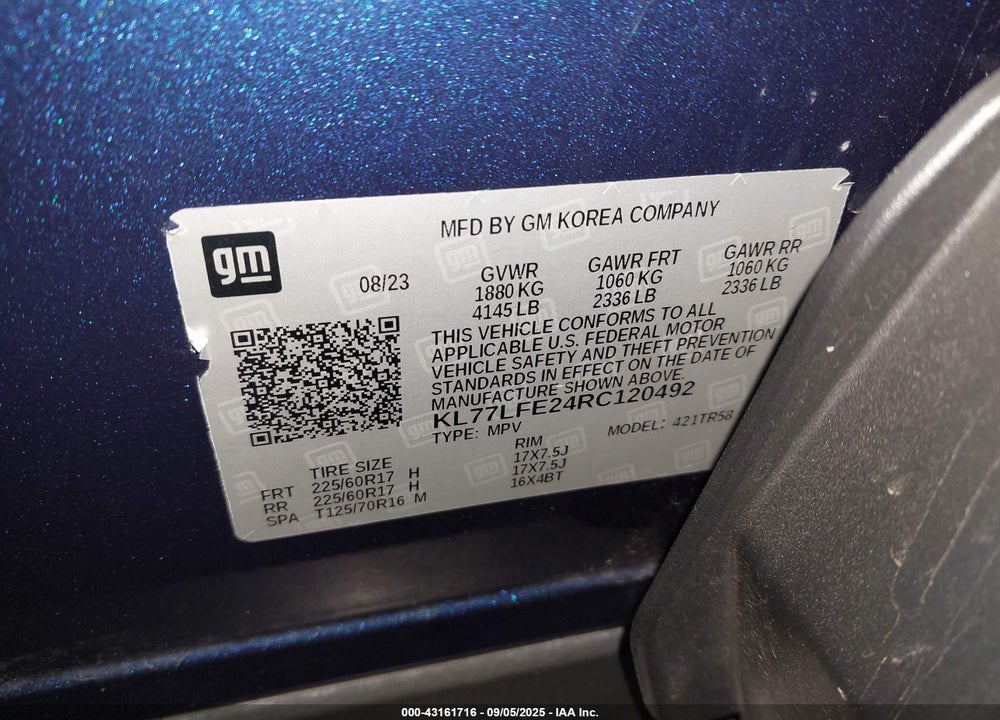 2024 CHEVROLET TRAX VIN: KL77LFE24RC120492