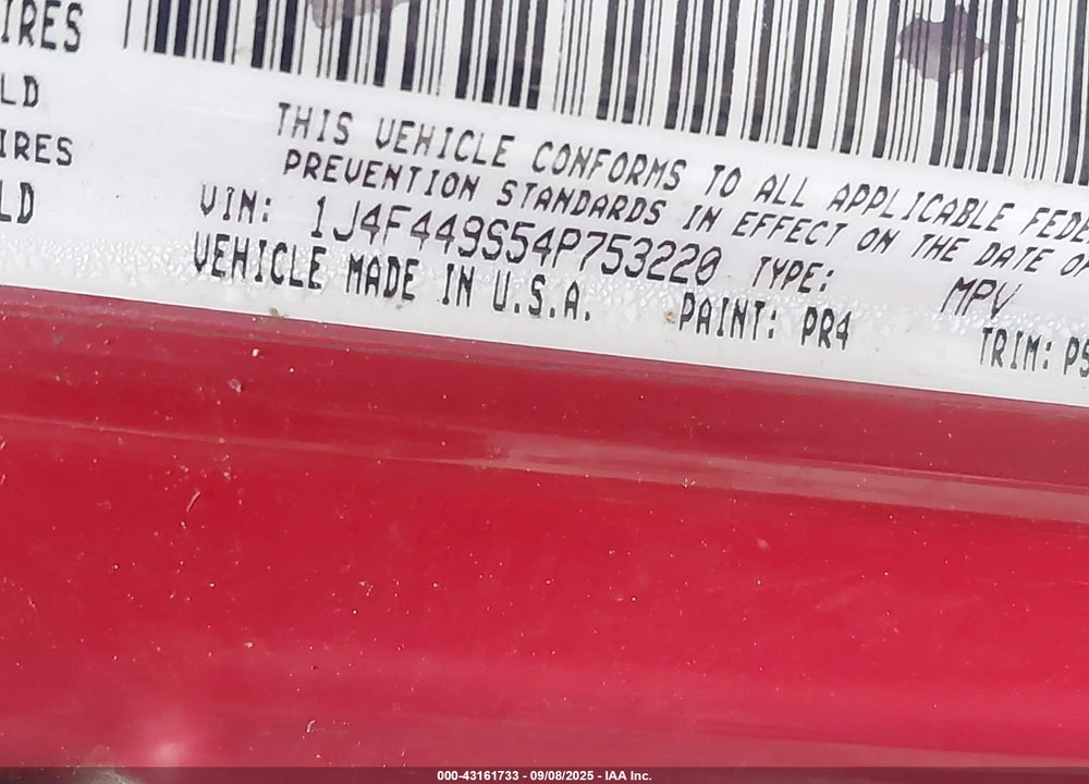 2004 JEEP WRANGLER / TJ SPORT VIN: 1J4F449S54P753220
