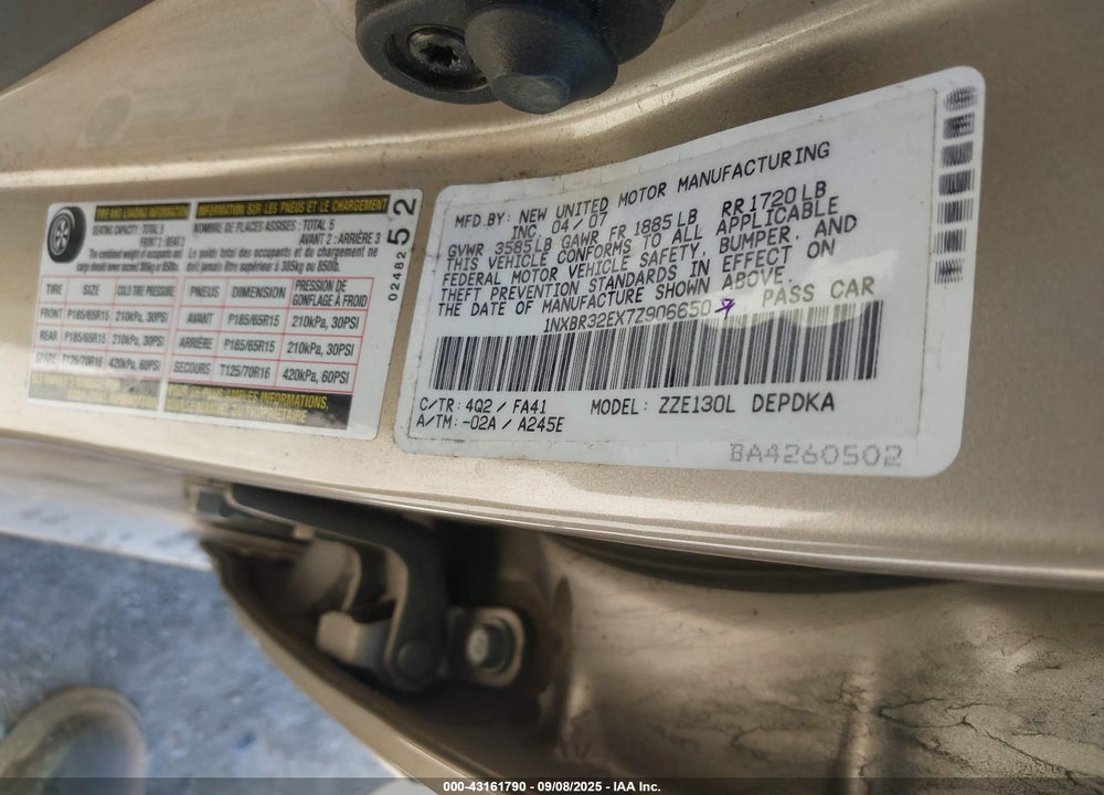 2007 TOYOTA COROLLA CE VIN: 1NXBR32EX7Z906650