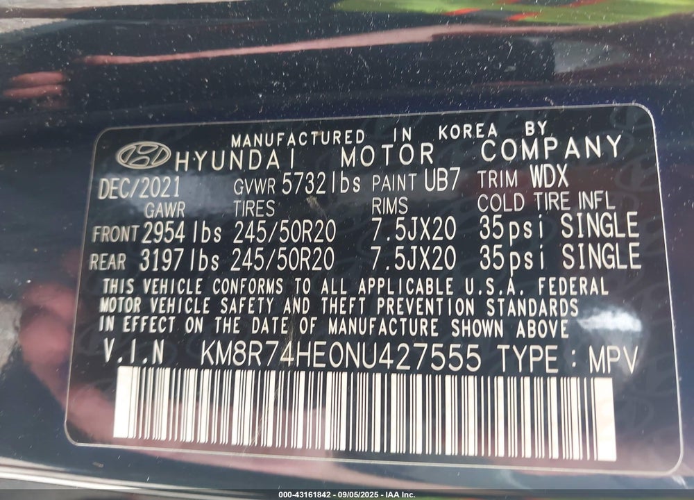 2022 HYUNDAI PALISADE CALLIGRAPHY VIN: KM8R74HE0NU427555