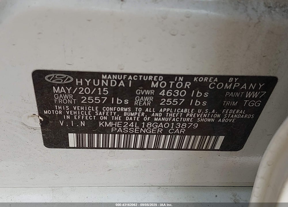 2016 HYUNDAI SONATA HYBRID VIN: KMHE24L18GA013879