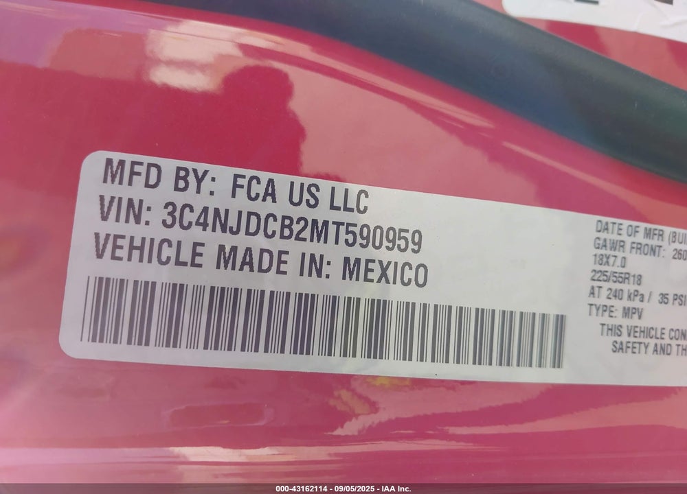 2021 JEEP COMPASS LIMITED 4X4 VIN: 3C4NJDCB2MT590959