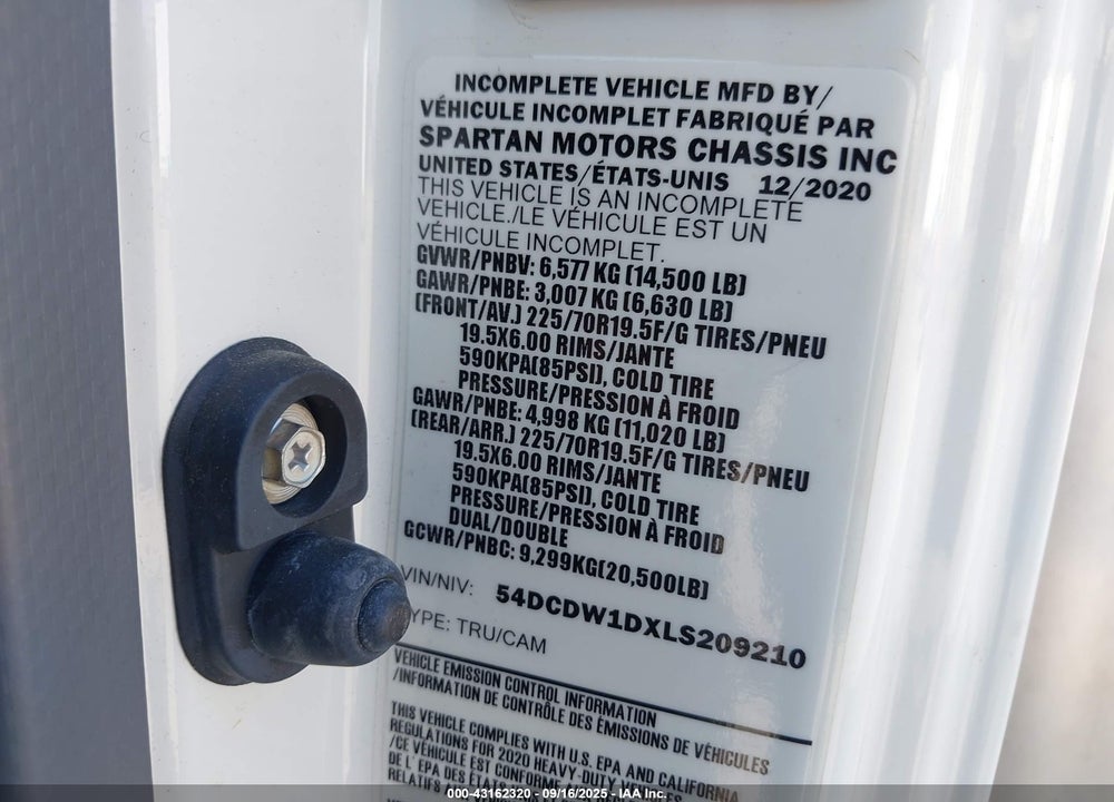 2020 CHEVROLET 4500 LCF GAS VIN: 54DCDW1DXLS209210