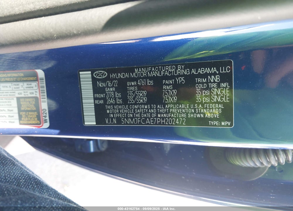 2023 HYUNDAI TUCSON SEL VIN: 5NMJFCAE7PH202472