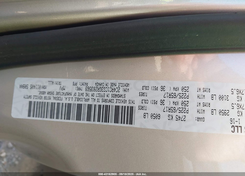 2016 CHRYSLER TOWN & COUNTRY VIN: 2C4RC1CG3GR283569
