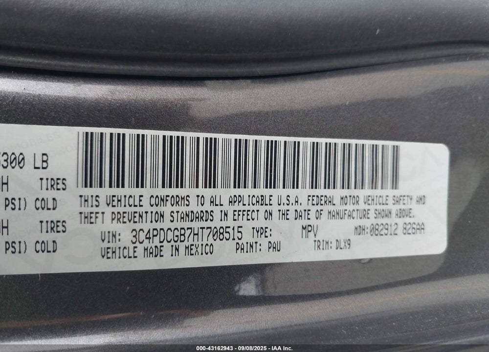 2017 DODGE JOURNEY CROSSROAD PLUS VIN: 3C4PDCGB7HT708515