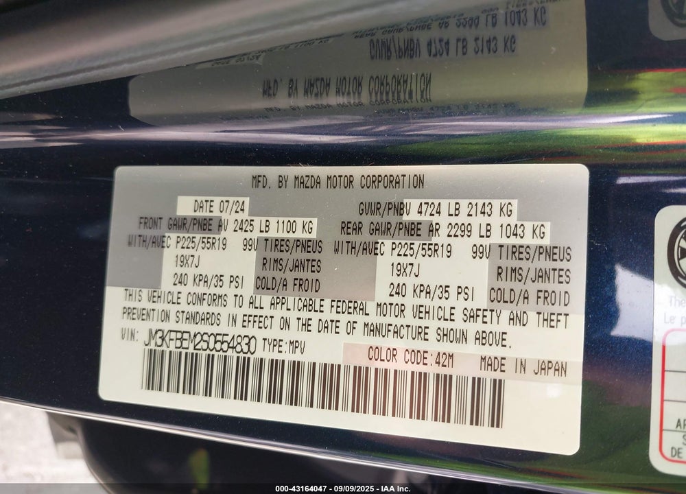 2025 MAZDA CX-5 VIN: JM3KFBEM2S0554830