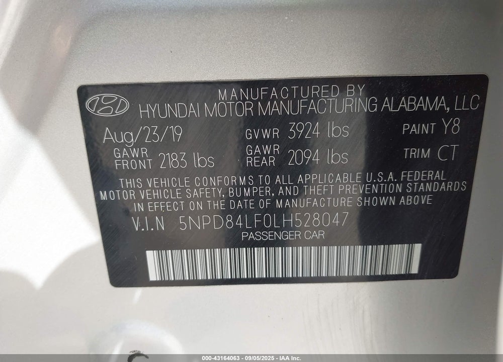 2020 HYUNDAI ELANTRA VALUE EDITION VIN: 5NPD84LF0LH528047