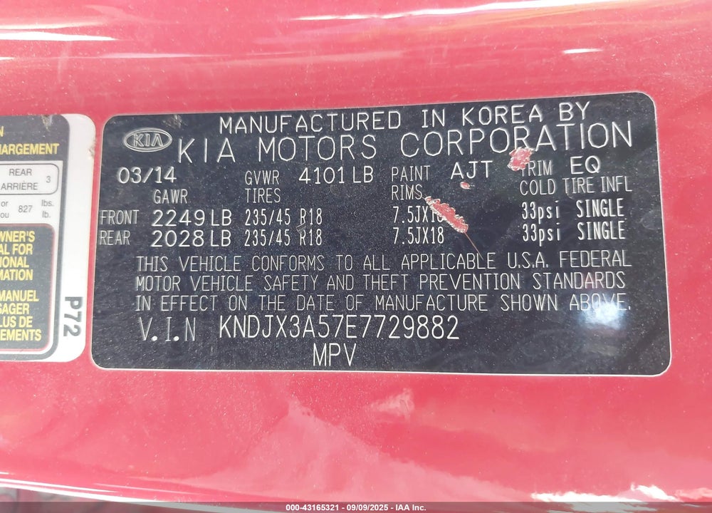 2014 KIA SOUL VIN: KNDJX3A57E7729882