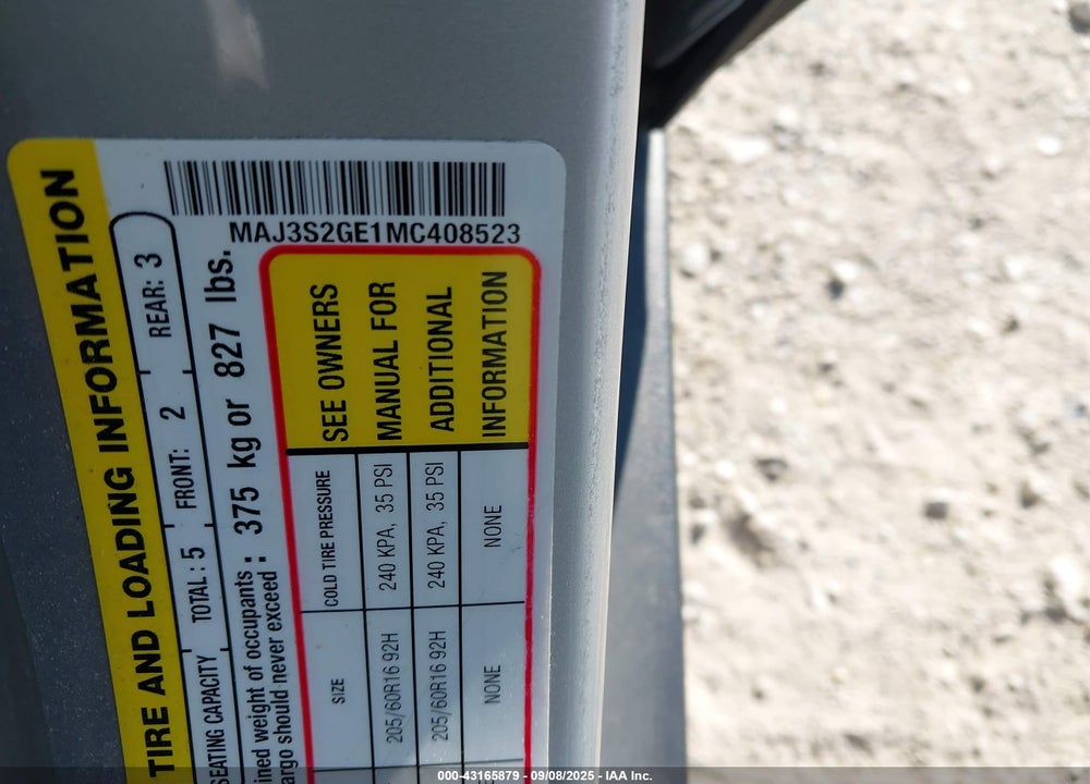 2021 FORD ECOSPORT VIN: MAJ3S2GE1MC408523