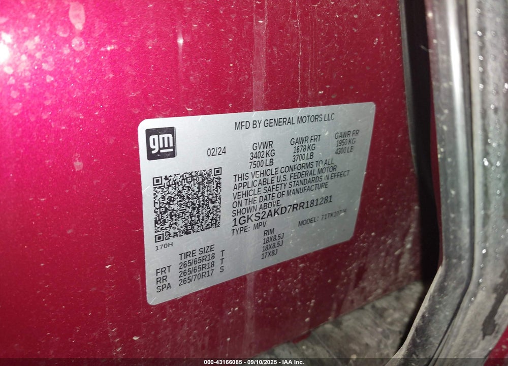2024 GMC YUKON VIN: 1GKS2AKD7RR181281