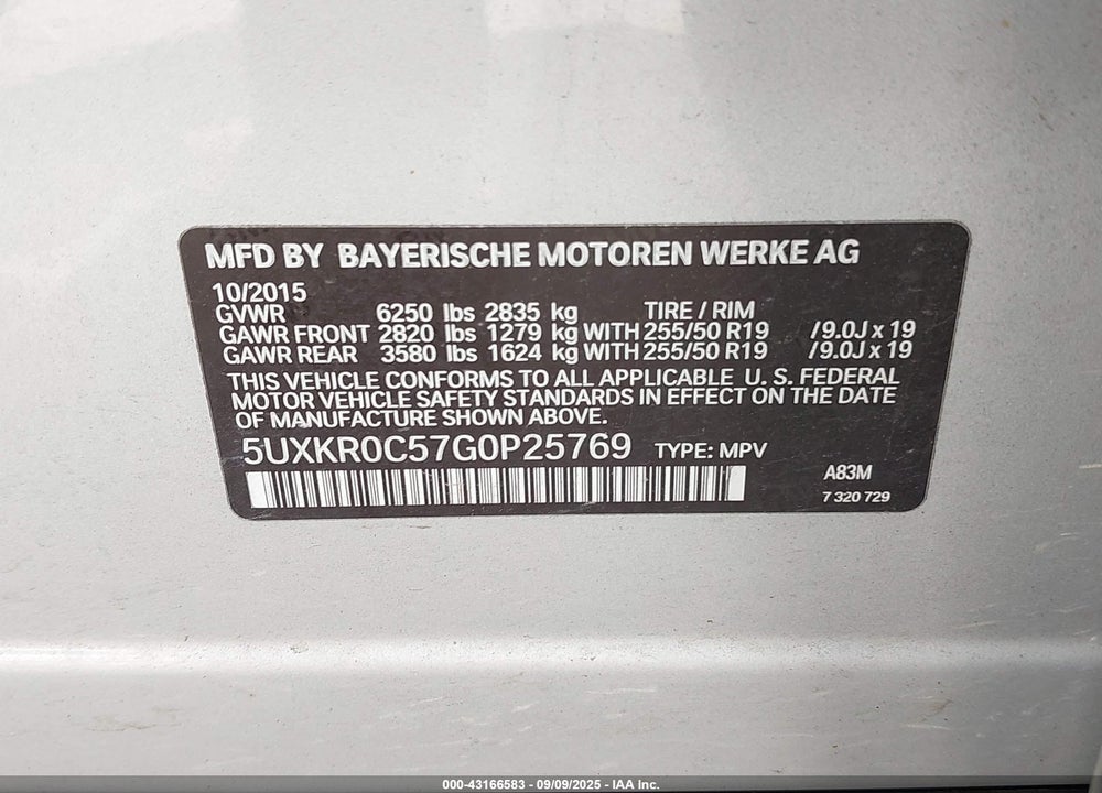 2016 BMW X5 VIN: 5UXKR0C57G0P25769