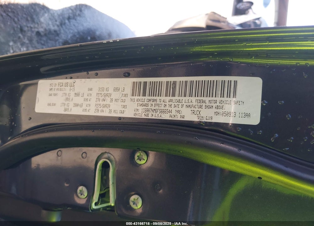 2015 RAM 1500 VIN: 1C6RR7NM6FS666544