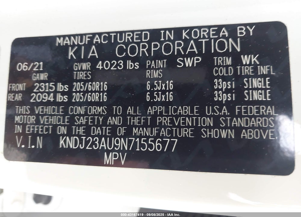 2022 KIA SOUL VIN: KNDJ23AU9N7155677