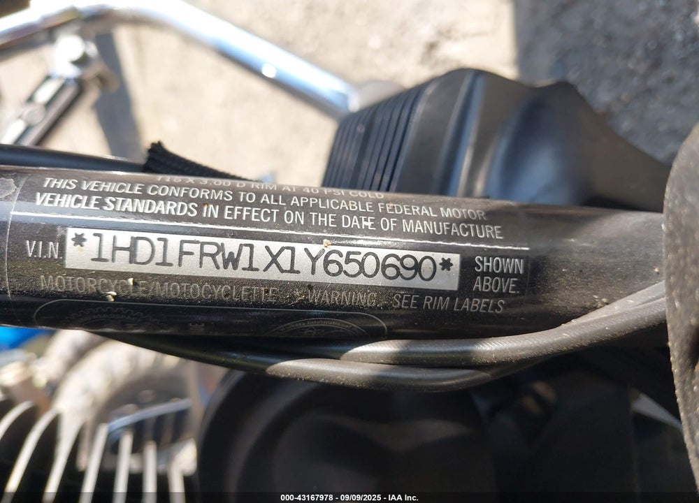 2001 HARLEY-DAVIDSON FLHRCI VIN: 1HD1FRW1X1Y650690