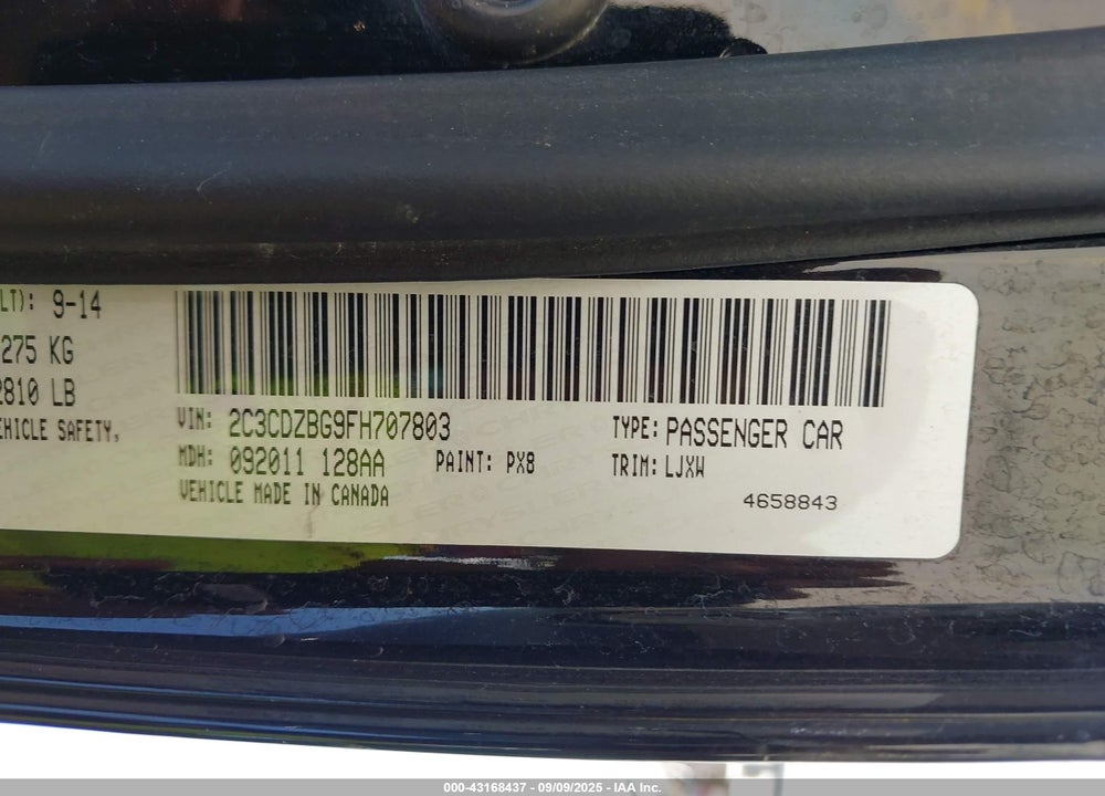 2015 DODGE CHALLENGER SXT PLUS VIN: 2C3CDZBG9FH707803