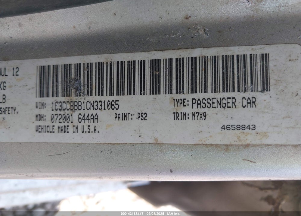 2012 CHRYSLER 200 TOURING VIN: 1C3CCBBB1CN331065