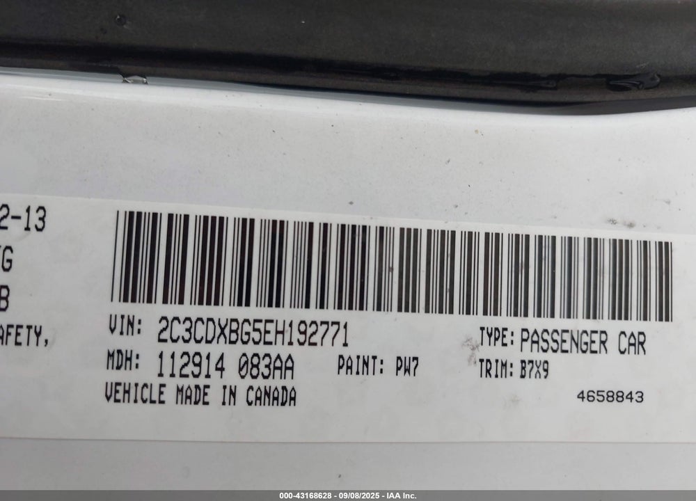 2014 DODGE CHARGER VIN: 2C3CDXBG5EH192771