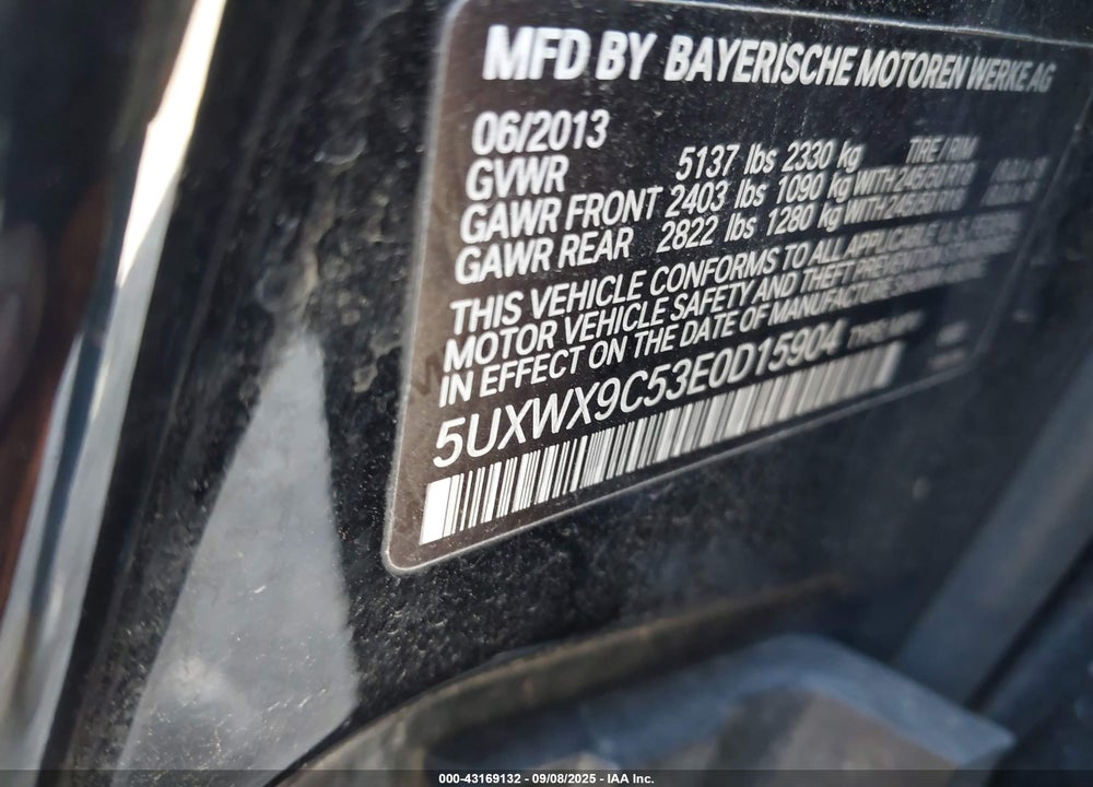 2014 BMW X3 XDRIVE28I VIN: 5UXWX9C53E0D15904