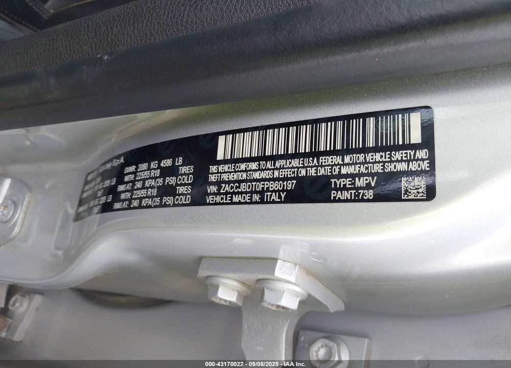 2015 JEEP RENEGADE VIN: ZACCJBDT0FPB60197