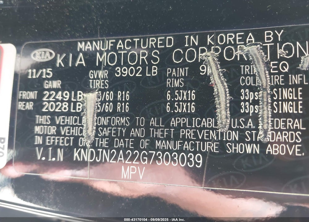 2016 KIA SOUL VIN: KNDJN2A22G7303039