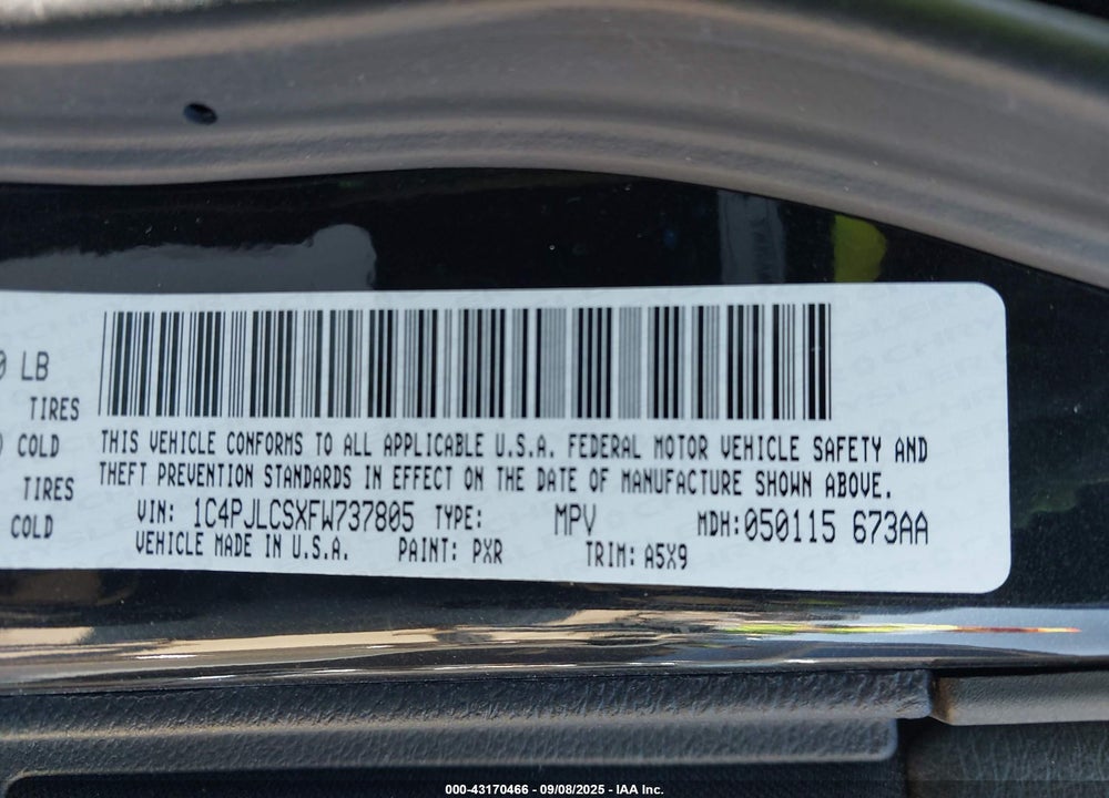 2015 JEEP CHEROKEE LATITUDE ALTITUDE VIN: 1C4PJLCSXFW737805
