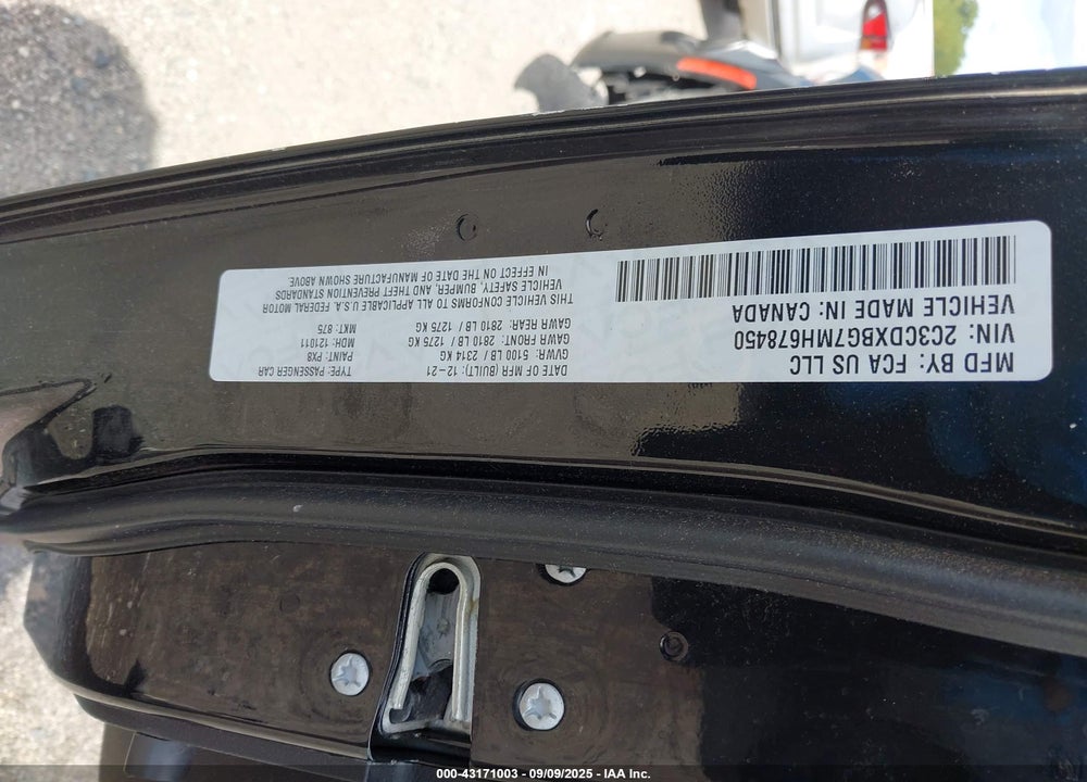 2021 DODGE CHARGER VIN: 2C3CDXBG7MH678450